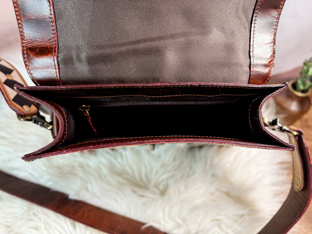 Speed Check No. 7 | Hand-Tooled Checkerboard Crossbody Chic Concealed Carry Purse