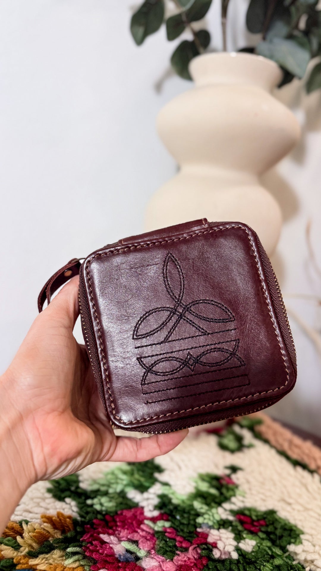 The Boot Stitch Mini | Leather Travel Jewelry Box