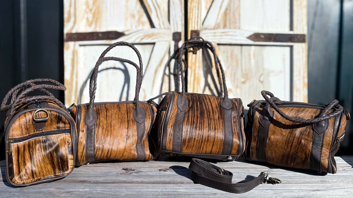 The Spiced Brindle | Cowhide Barrel Purse