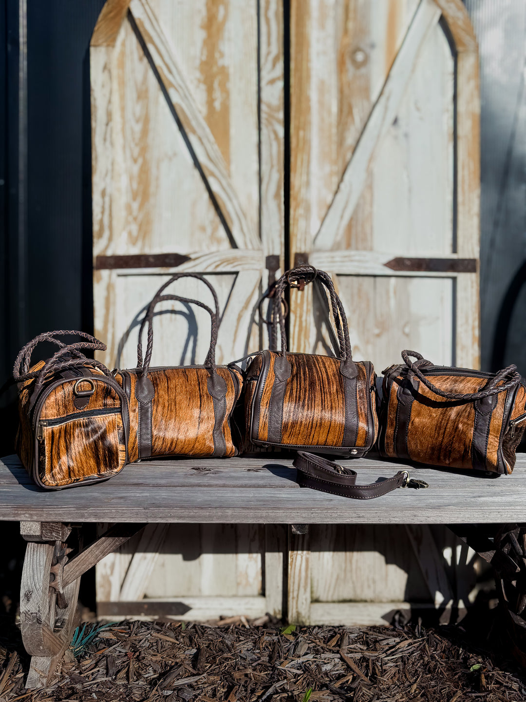 The Spiced Brindle | Cowhide Barrel Purse