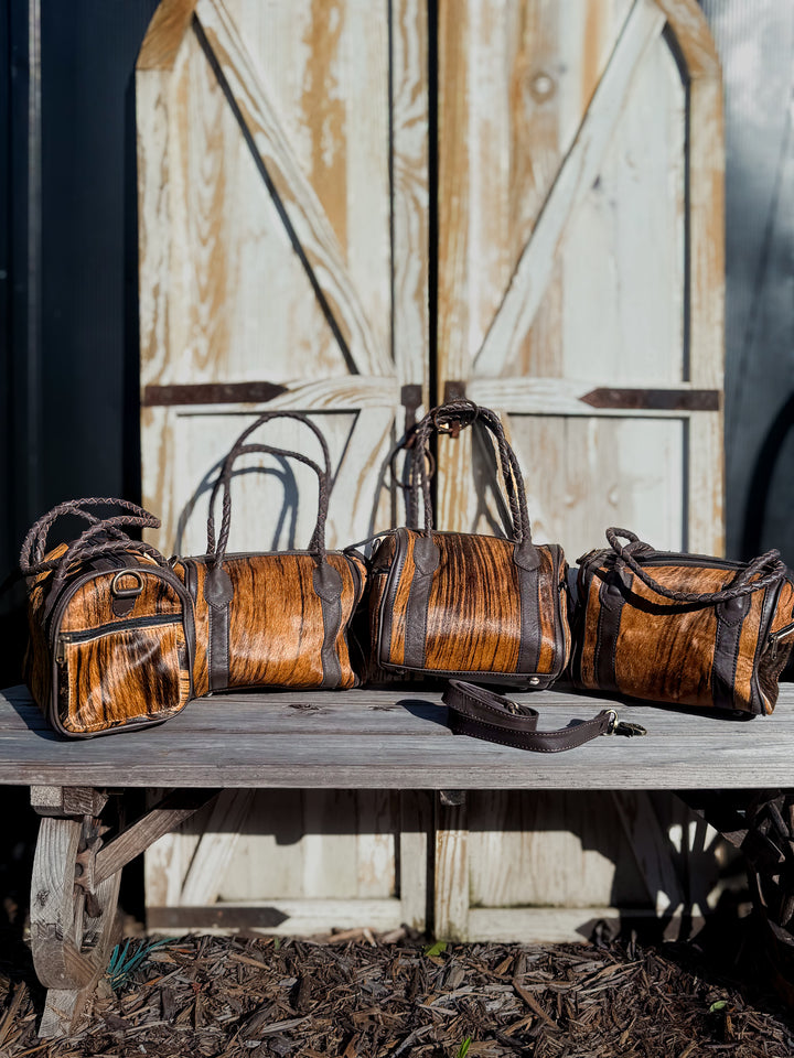 The Spiced Brindle | Cowhide Barrel Purse