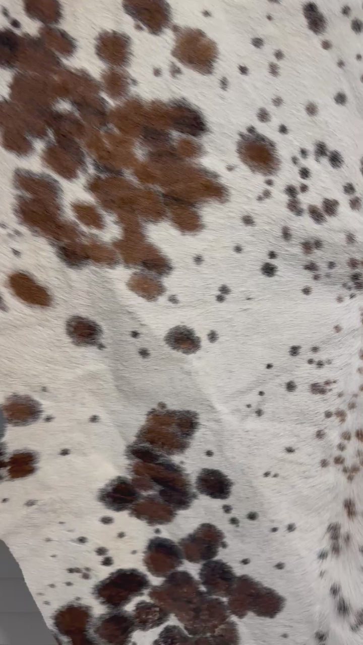 Tricolor Spotted Cowhide Rug | Genuine Hair-on Cowhide | Large 54” x 62” Western Area Rug