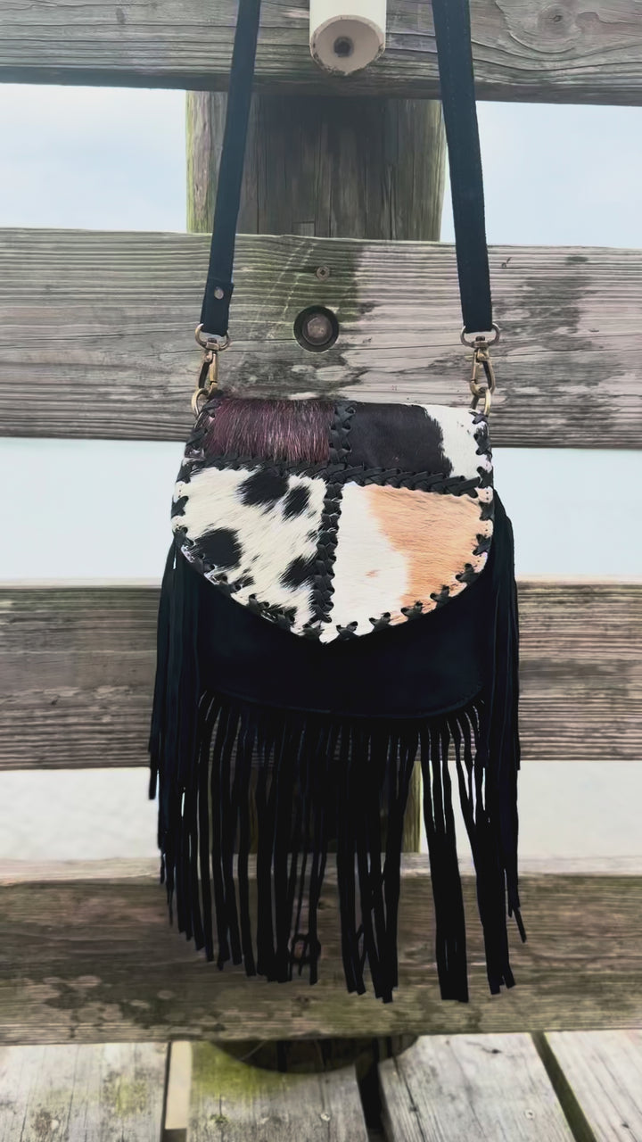 The Saddle Stitch Patchwork Fringe Crossbody (3 Colors)