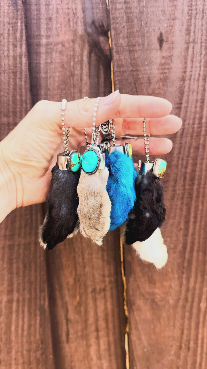 Texas Charm Rabbit’s Foot Bag Charm & Keychain | Genuine Turquoise | Handmade in Texas