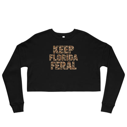 Keep Florida Feral Camo letters on black crop sweater 
