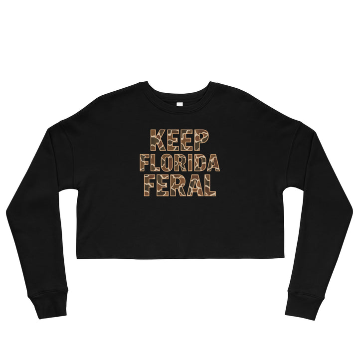 Keep Florida Feral Camo letters on black crop sweater 
